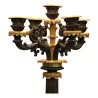 Große Second Empire Fackel mit schwarz-goldener Patina, montiert … - Moinat - Stehlampen