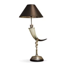 对带黑色内部灯罩的老式喇叭灯