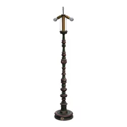 polychrome turned wooden floor lamp.