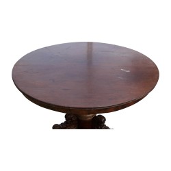 round table in mahogany and flamed veneer. France, around 1870.