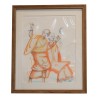 幅描绘 2 名佛教僧侣的画作。日内瓦艺术家 - Moinat - 画 - 各种的