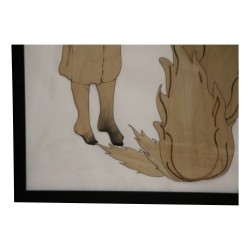 Tableau découpage de bois représentant un clown avec le pieds