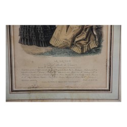 Gravierter modischer Anzug mit Hauptschlüssel. Paris Frankreich, 19. …