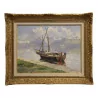 oil painting on canvas signed Gaston Robert PEITREQUIN... - Moinat - Painting - Navy