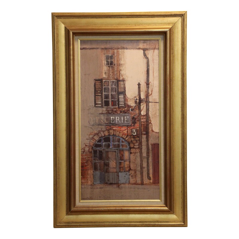 Tableau vertical huile sur toile représentant une façade … - Moinat - Tableaux - Paysage