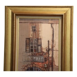 Tableau vertical huile sur toile représentant une façade …