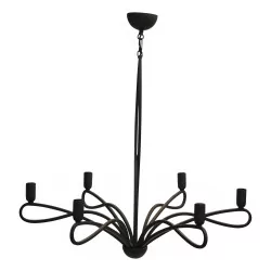 matte black finish metal chandelier with matte finish.