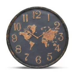“Our World” wall clock with world map and effect …