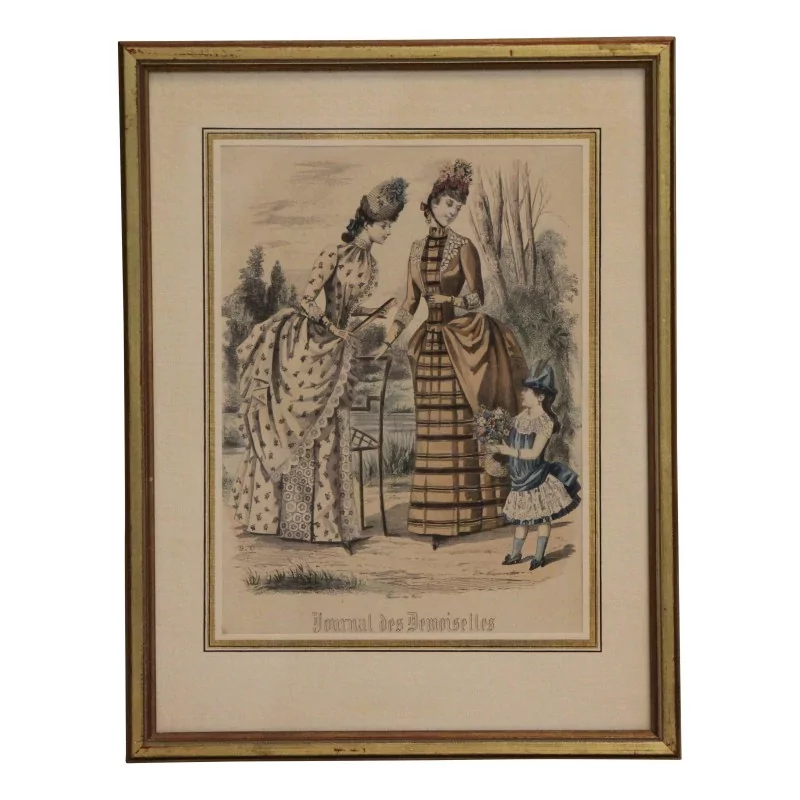 时尚服饰雕刻，随处有通行证。法国巴黎19日 - Moinat - 版画