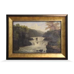 Oil on canvas painting representing the waterfalls of the Valley