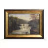 Oil on canvas painting representing the waterfalls of the Valley - Moinat - Painting - Landscape