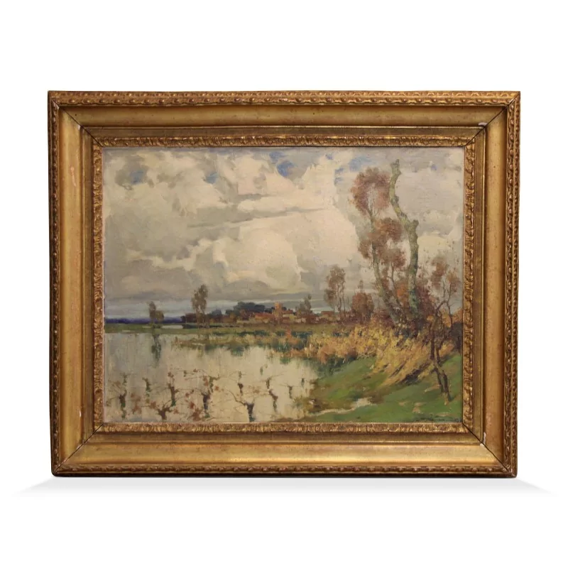 Oil painting on canvas representing a stormy weather signed in … - Moinat - Painting - Landscape