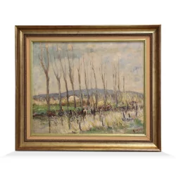 Oil painting on canvas representing the Berges du Loup in …