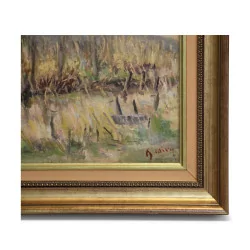 Oil painting on canvas representing the Berges du Loup in …