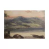 watercolor painting representing the edge of a country lake... - Moinat - Painting - Landscape