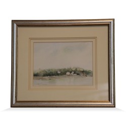 Aquarellmalerei, die das Meer der Küste darstellt …