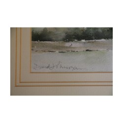Aquarellmalerei, die das Meer der Küste darstellt …