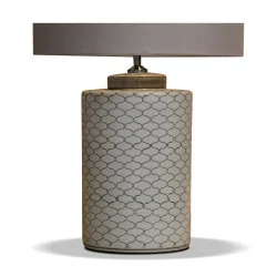 Cylindrical ceramic table lamp with patterns …