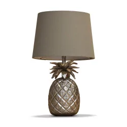 Lampe de table ananas argenté.