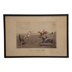 Gravure “A STEPPLE CHASE. 1ST MILE.” “Spur your Proud Coursers …