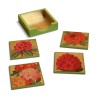 Set of coasters in green lacquer with floral decorations on … - Moinat - Decorating accessories
