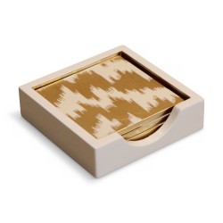 Set de dessous de verre en laque blanc doré à la feuille d’or.
