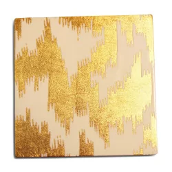 Set of coasters in white lacquer gilded with gold leaf.
