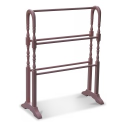 Porte-linge en bois laqué rose.