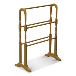 Porte-linge en bois laqué jaune.