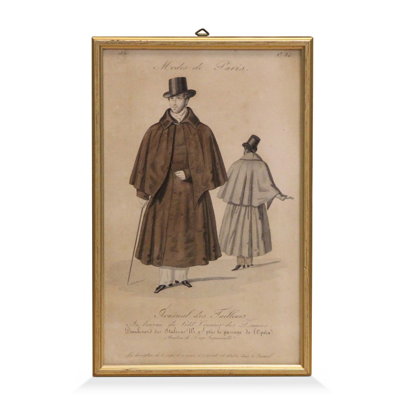 Gravur „Modes de Paris“, die einen Mann im Mantel darstellt. - Moinat - Gravüren Gravur „Modes de Paris“, die einen Mann im Mantel darstellt. - Moinat - Gravüren