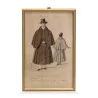 “Modes de Paris”版画代表穿大衣的男士。 - Moinat - 版画