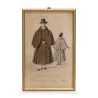 Gravure “Modes de Paris” représentant un homme en manteau. - Moinat - Gravures