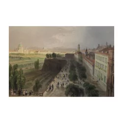 Engraving “View from the Bastions, Vienna”.