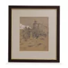 Painting of a gouache pencil drawing. - Moinat - Prints, Reproductions