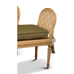Pair of Louis XVI benches with feathered slabs in