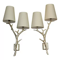 Pair of RAMURE wall lights in nickel-plated bronze with …