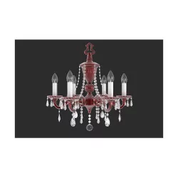 “TRUJILLO” red crystal chandelier with 6 E14 lights.