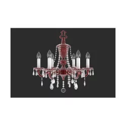 Lustre “TRUJILLO” rouge à cristaux avec 6 lumières E14.