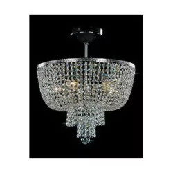 “BRILLANT” chandelier in chromed metal with crystals with 5 …