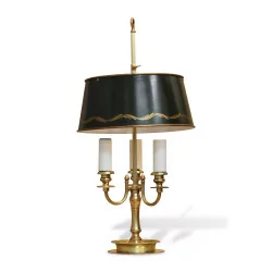 Bouillotte-Lampe aus vergoldeter Bronze mit 3 Lichtern mit Schirm aus …