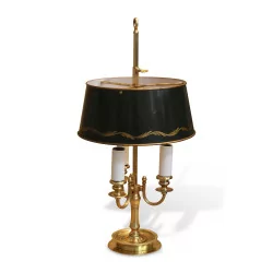 Bouillotte-Lampe aus vergoldeter Bronze mit 3 Lichtern mit Schirm aus …