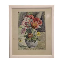 Painting of a still life representing a bouquet signed in …