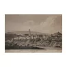 Colored engraving of the city of Fribourg. “Great view of the … - Moinat - Prints, Reproductions