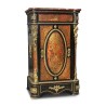 Inlaid buffet cabinet with 1 door with brown marble top - Moinat - Buffet, Bars, Sideboards, Dressers, Chests, Enfilades