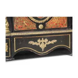 Inlaid buffet cabinet with 1 door with brown marble top