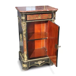 Inlaid buffet cabinet with 1 door with brown marble top