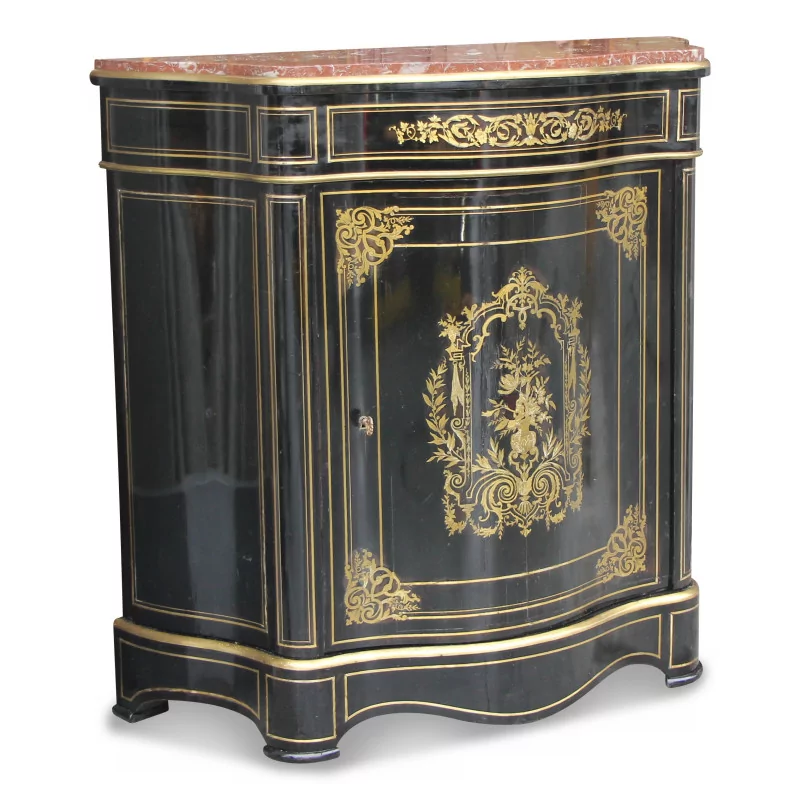 Curved sideboard in ebonized wood and gilded marquetry nets … - Moinat - Buffet, Bars, Sideboards, Dressers, Chests, Enfilades
