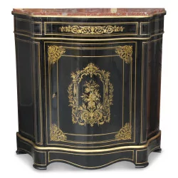 Curved sideboard in ebonized wood and gilded marquetry nets …