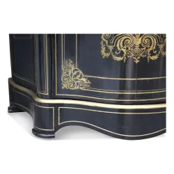 Curved sideboard in ebonized wood and gilded marquetry nets …