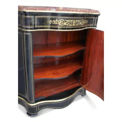 Curved sideboard in ebonized wood and gilded marquetry nets …